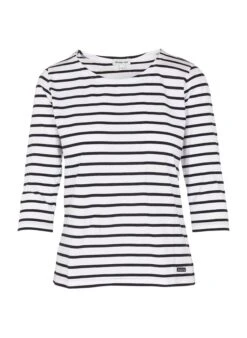 Armor-Lux White Cotton Breton Top With 3/4 Sleeves
