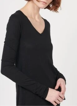 American Vintage JACKSONVILLE - Black V-neck Cotton-blend T-shirt