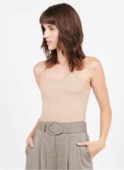 Please Beige Ribbed Tank Top