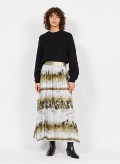 Please Green Printed Midi Skirt