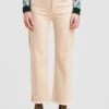 Beige Straight Organic Cotton-blend Jeans