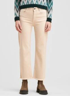 Beige Straight Organic Cotton-blend Jeans