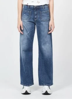 Please Faded Wide-leg Jeans