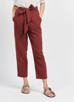 Petite Mendigote THIBAULT - Brown Cotton Gauze Carrot Pants