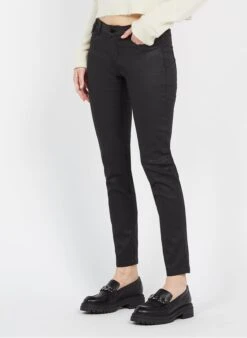 ONE STEP Black Matt Coated Slim-fit Jeans