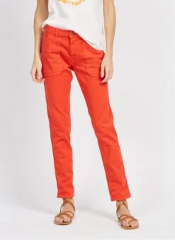 PIERCE LONG - Orange Cotton-blend Straight-leg Jeans