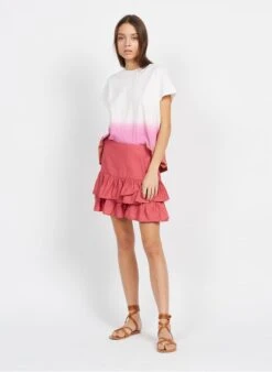 DES PETITS HAUTS SAVITA - Pink Short Flounced Skirt