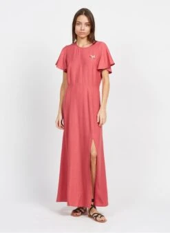 DES PETITS HAUTS SAVOLI - Pink Long Round-neck Dress