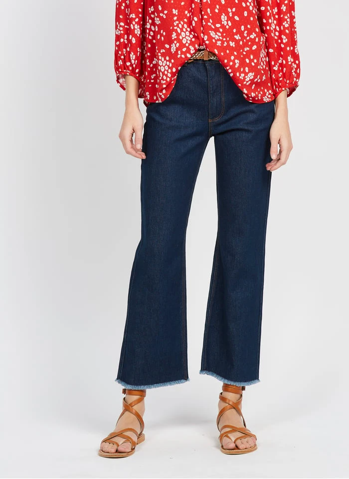 ONE STEP Blue Cotton-blend Straight-leg Jeans