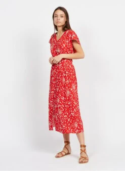 ONE STEP Red Long Printed Skirt
