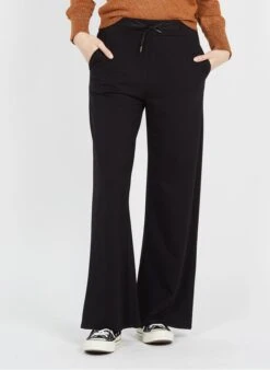 Black Wide-leg Stretch Pants