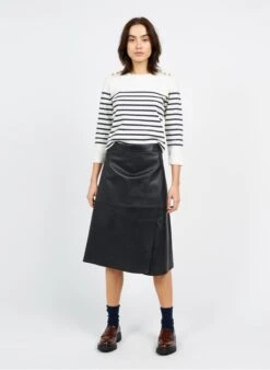 MAISON 123 KAY - Black Long Leather Skirt