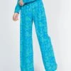 Suncoo JOY - Blue High-waisted Wide-leg Pants