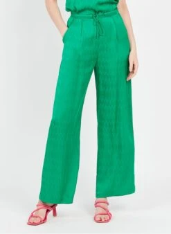 Suncoo JOHN - Green Flowing Wide-leg Pants