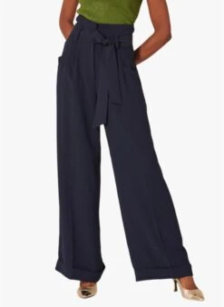 Tara Jarmon Blue Pleated Palazzo Pants