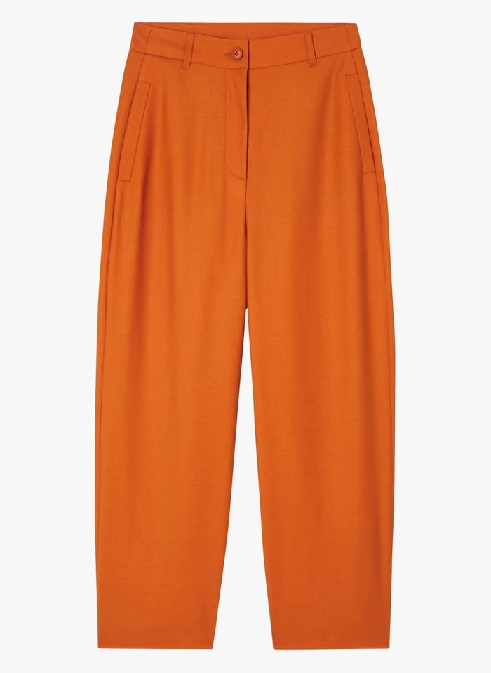American Vintage TABINSVILLE - Orange Wide-leg Cropped Wool Pants - Image 3