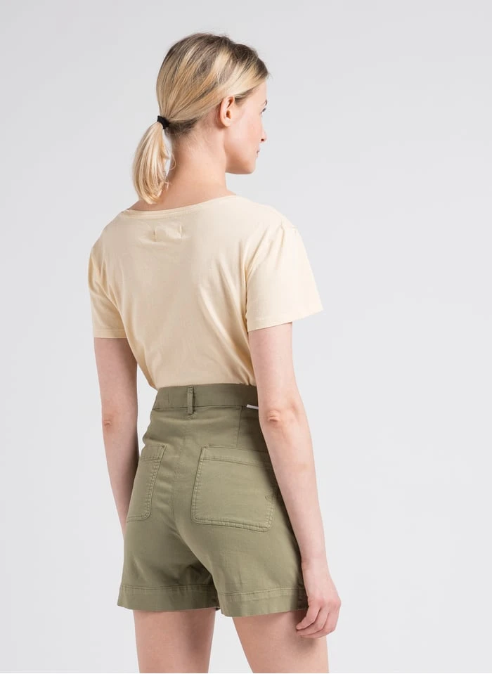 Reiko TAYLOR - Beige Printed Cotton V-neck T-shirt - Image 2