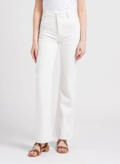 Reiko PERCY - White High-rise Flared Cotton-blend Jeans