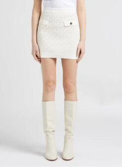 Michael Kors White Short Mongrammed Skirt