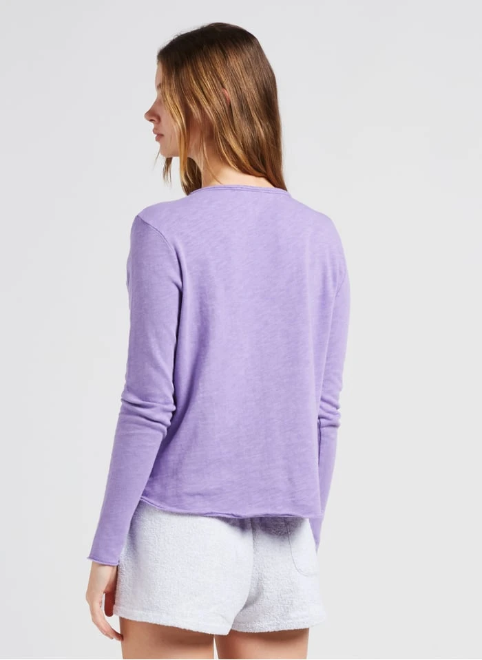 American Vintage SONOMA - Purple V-neck Cotton T-shirt - Image 2