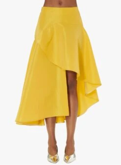 Tara Jarmon JAVIERA - Yellow High-waisted Asymmetric Skirt