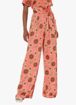 Tara Jarmon PYLA - Pink Wide-leg Printed Pants With High Waist