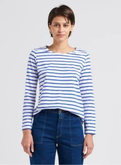 Armor-Lux White Round-neck Light Jersey Breton Top