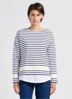Armor-Lux Blue Round-neck Striped Cotton T-shirt