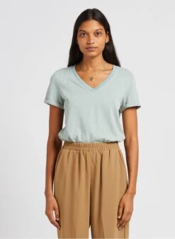 ISIDORE - V-neck Mottled Cotton-blend T-shirt