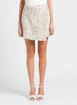 TWINSET Beige Colorful Tweed Mini Skirt
