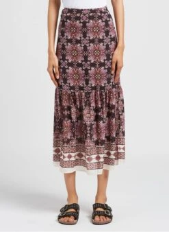 Ikks Pink Long Printed Skirt