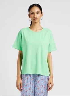 American Vintage FIZVALLEY - Green Round-neck Cotton T-shirt