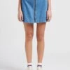 Bellerose VIHA - Blue Organic Cotton-blend Denim Zip-up Skirt