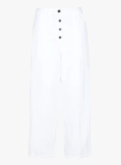 COBB - White Wide-leg Linen-blend Cropped Pants