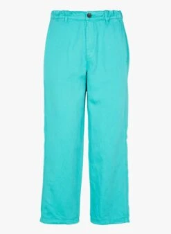 COBB - Blue Wide-leg Linen-blend Cropped Pants