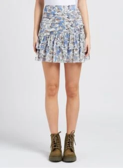 BERENICE JACOB - Multicolored Short Printed Ruffled Skirt