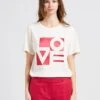 MAISON 123 COLEEN - White Round-neck Cotton T-shirt With Screen Print