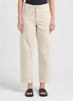 MOSS COPENHAGEN MELANIE - Beige Straight-leg Cotton-blend Jeans