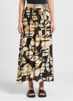 Please Beige Long Printed Skirt