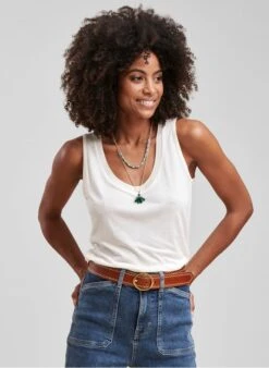 White Round-neck Tank Top