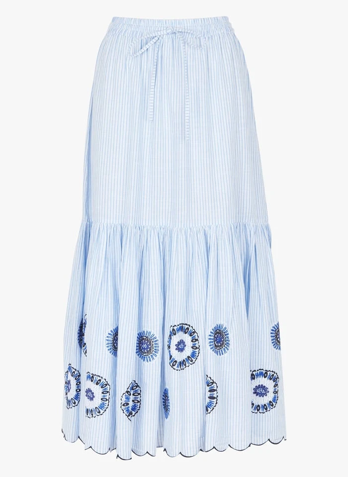 STELLA FOREST LOVINA - Blue Long Striped Cotton Skirt - Image 3