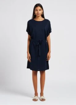DES PETITS HAUTS DIXY - Blue Boat-neck Line Midi Dress