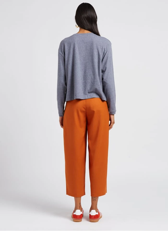 American Vintage TABINSVILLE - Orange Wide-leg Cropped Wool Pants - Image 5