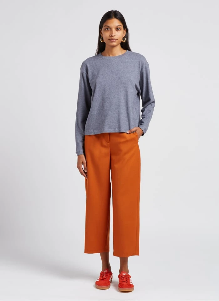 American Vintage TABINSVILLE - Orange Wide-leg Cropped Wool Pants - Image 4