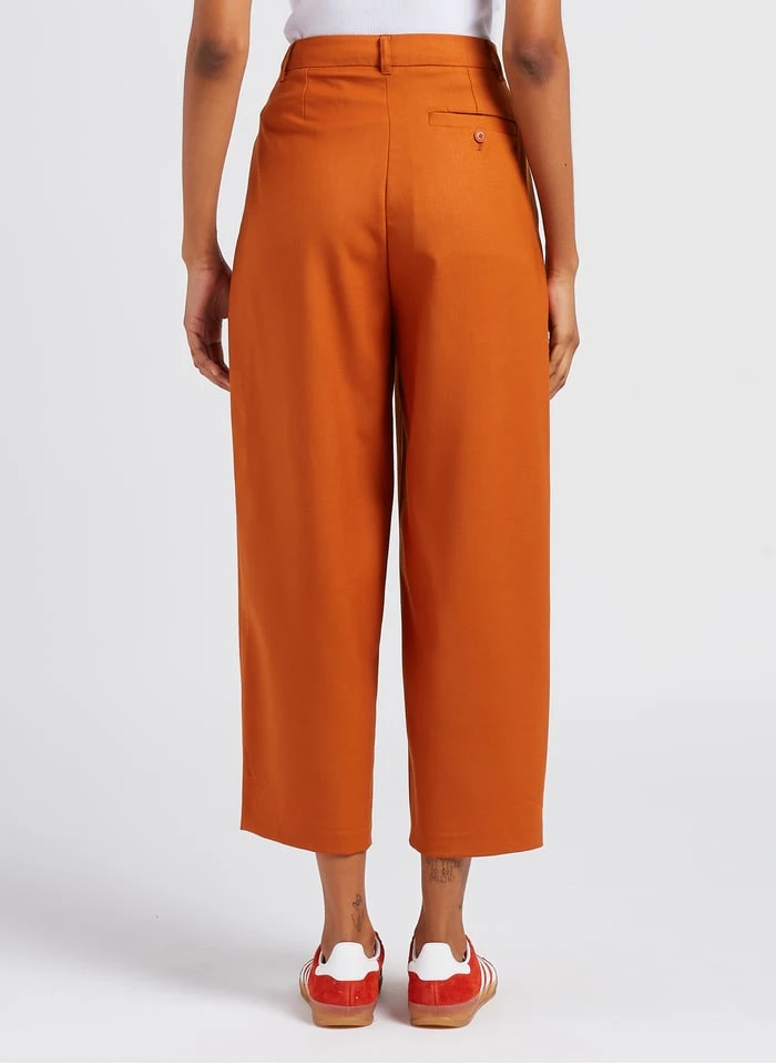 American Vintage TABINSVILLE - Orange Wide-leg Cropped Wool Pants - Image 2