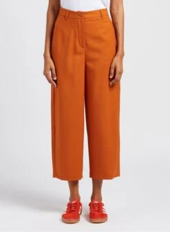 American Vintage TABINSVILLE - Orange Wide-leg Cropped Wool Pants