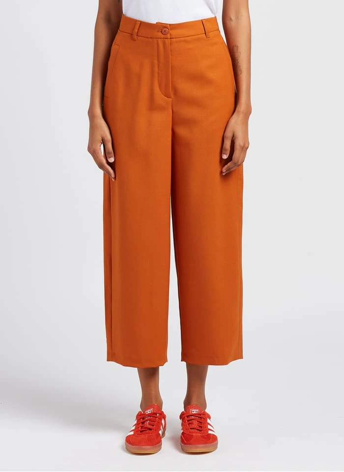 American Vintage TABINSVILLE - Orange Wide-leg Cropped Wool Pants