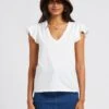 BERENICE ENAE - White Cotton T-shirt With Short Ruffled Sleeves