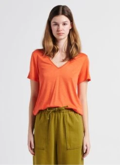 Vila VINOEL - Orange V-neck T-shirt