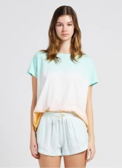 DES PETITS HAUTS FIFILOU - Green Tie-dye Print Cotton T-shirt